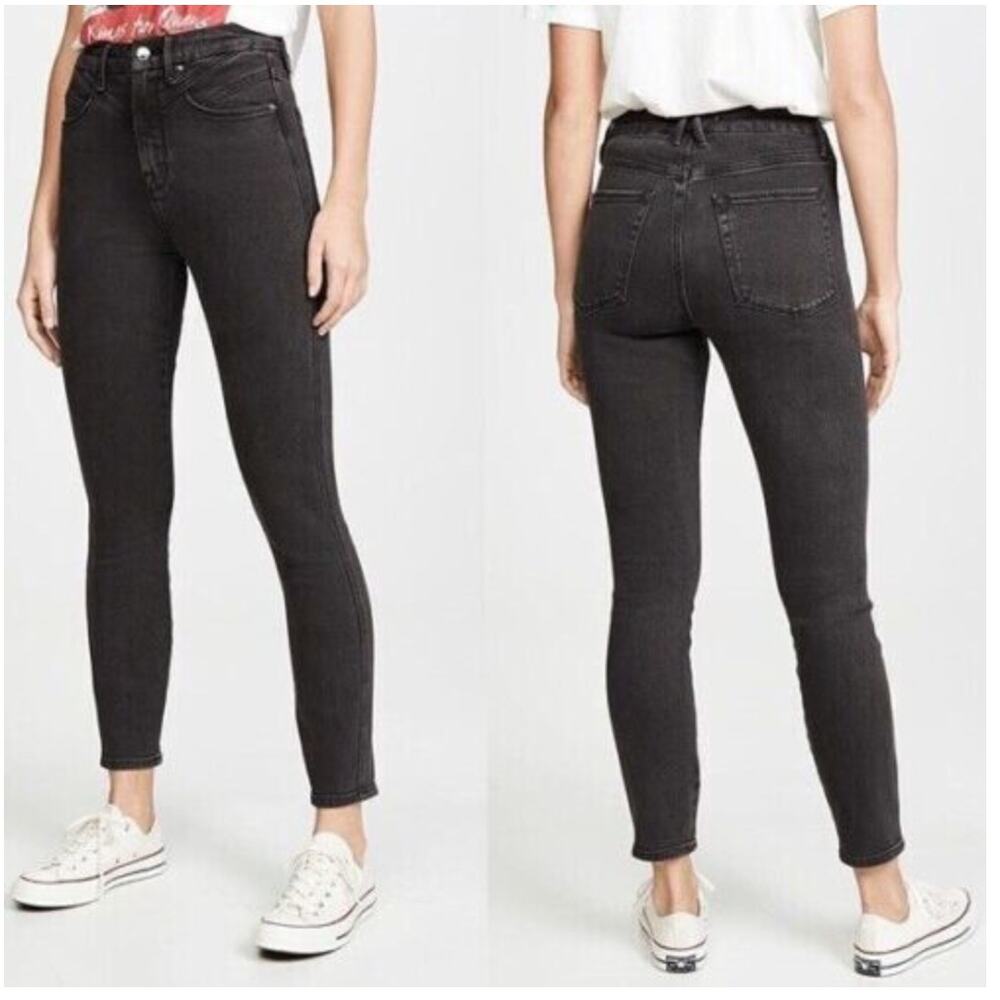 NWT Good American Good Curve Denim Skinny Leg High Waist Yoke Black 063 Jean